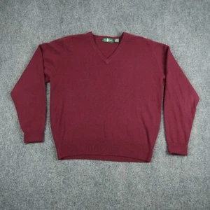 Vintage Hunt Club Lambs Wool Sweater Mens Large Maroon Burgundy V Neck - Foto 1 di 9