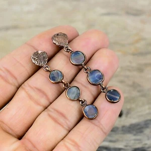 Valentines Deal Copper Kyanite Stone Electroformed Dangling New Earrings Jewelry - Picture 1 of 6
