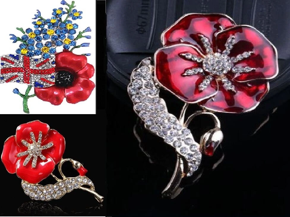 Women's Crystal Flower Wreath Brooch Pin - Red Rhinestone Party & Wedding Accessory