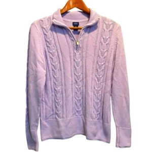 Izod Lavendel Zopfmuster Pullover Größe Large 1/4 Reißverschluss Langarm leicht - Bild 1 von 11