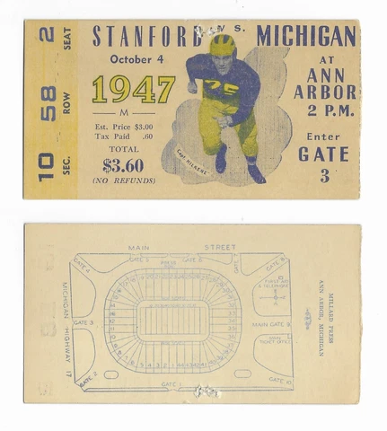 1941 -1950 Stanford University Indians Football Ticket Stubs - You Pick Cover