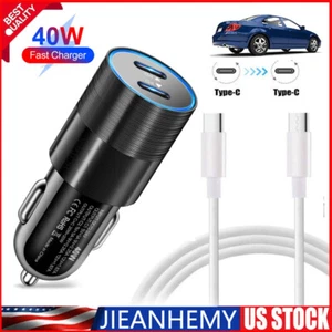 For iPhone 15 Pro Max Plus Samsung S24+ 40W USB-C Fast Car Charger Type-C Cable - Picture 1 of 25