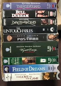 KEVIN COSTNER VHS LOT BODYGUARD POSTMAN BULL DURHAM WYATT EARP 9 MOVIES TESTED - Picture 1 of 11