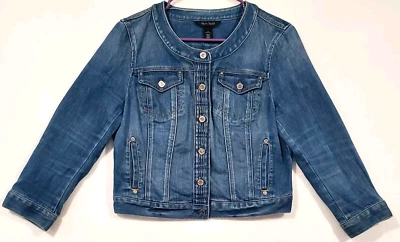 Chaqueta vaquera para mujer White House Black Market talla 12 azul jean manga larga... Foto 1 de 4
