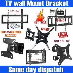 TV WALL BRACKET MOUNT SLIM FOR 26 30 32 40 42 50 63 INCH FLAT 3D LCD LED PLASMA - Picture 1 of 20