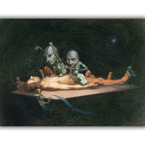 An Unconscious Naked Man Lying on a Table by R. Cooper Canvas Print, Multi-Size - Picture 1 of 8