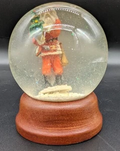 Snow Globe Santa Claus Holding Christmas Tree Wood Base Decoration Home Decor - Picture 1 of 13