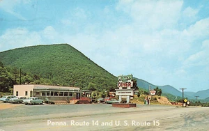 Cogan Station PA Mt Top Diner Route 14 & U.S.15 Old Cars Postcard - Picture 1 of 2