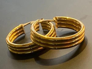 PENDIENTES ARO CRESTA 3 LÍNEAS CÍRCULO REDONDO ORO MACIZO 18K DE COLECCIÓN JOYERÍA PATRIMONIAL 3g - Imagen 1 de 24