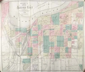 Wright’s New Map and Guide for Kansas City, Mo. 1884. - Foto 1 di 3