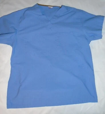 Medline Scrub Top Unisex Size M Blue 2-Sided Pockets 1 Outside 1 Inside READ - Image 1 of 4