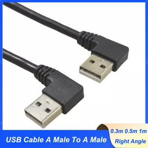 USB Cable A Male To A Male Right Angle 90° Plug High Speed 2.0 Lead 0.3m 0.5m 1m - Picture 1 of 14