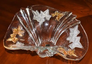 Mikasa Gold & Frosted Leaf Crystal Serving Bowl - Picture 1 of 5