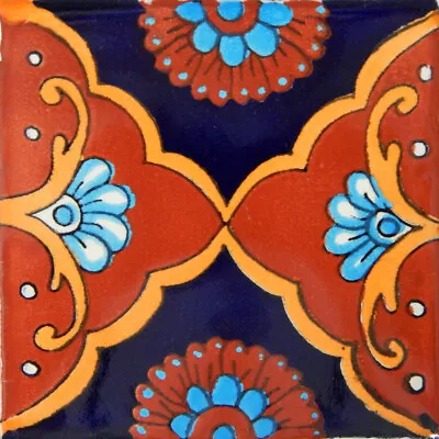 Mexican Tile Folk Art Handmade Talavera Backsplash Handpainted Mosaic # C275 - Image 1 of 2