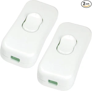 Inline Appliance On-Off DPST Rocker Switch for Lamp LED Lights, 2 Pack White - Picture 1 of 4