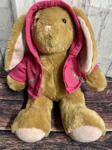 BABW Build A Bear Bunny Rabbit Stuffed With Hoodie Pawlette Tan Pink Plush 15" - Picture 1 of 7