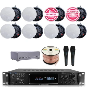 Home Sound System Kit 7.2 CH 1500 W 8 QTY of 5.25" Frameless Ceiling Speakers - Picture 1 of 9