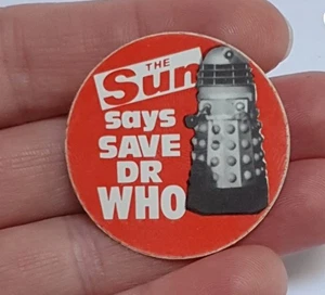 The Sun says Save Dr Who Dalek Ephemera 1980s sticker Doctor Who very rare. - Picture 1 of 3