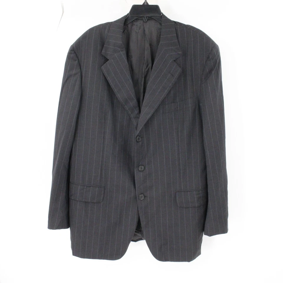 Gianluca isaia 那不勒斯运动外套男式 46R 三扣条纹灰色缺口 — 第 1/4 张图片