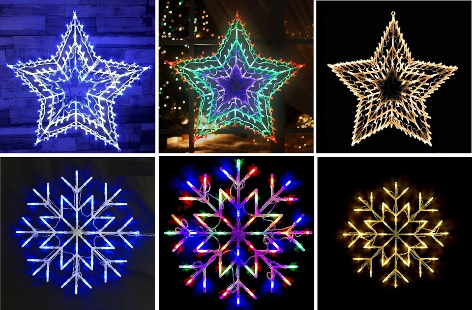 Snowflake Star Window Hanging Wall Light Christmas Silhouette Xmas lights UK - Image 1 of 1