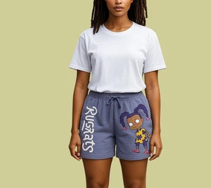 Rugrats Dolphin Shorts Junior 15-17 Purple Drawstring Graphic Susie Carmichael - Picture 1 of 8