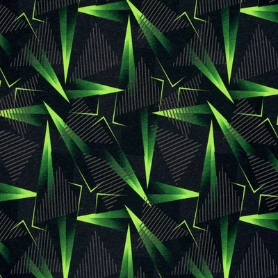 Stoff Baumwolle Sweatshirtstoff abstrakt geometrisch schwarz neongrün grau - Bild 1 von 4