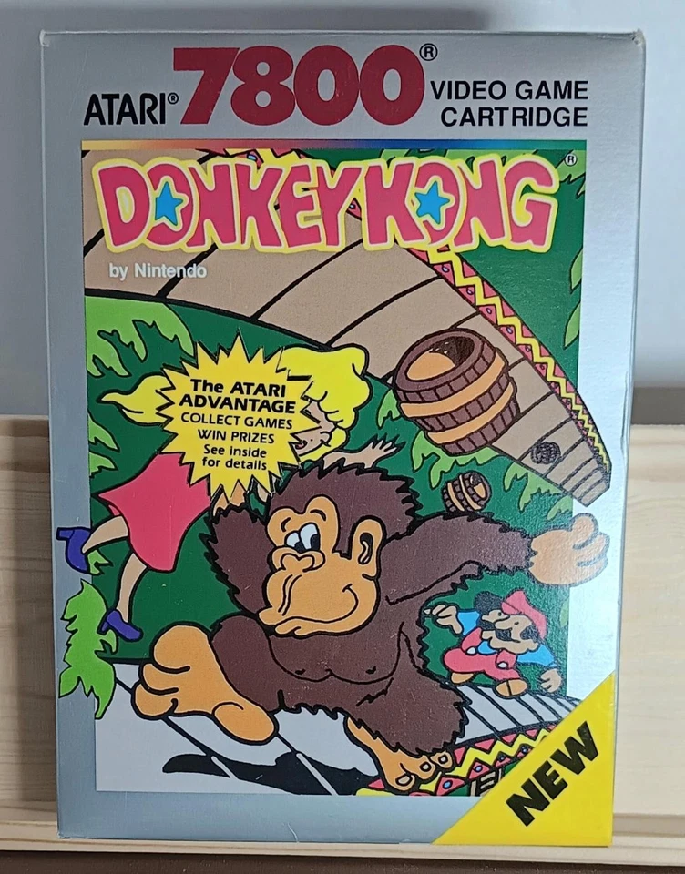 Donkey Kong (Atari 7800) Silver Box VERY RARE!, BEAUTIFUL! - Image 1 of 2