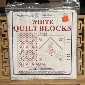 Jack Dempsey Stamped White Quilt Blocks 18”6 Blocks Sunbonnet Sue 732 239 - Picture 1 of 2