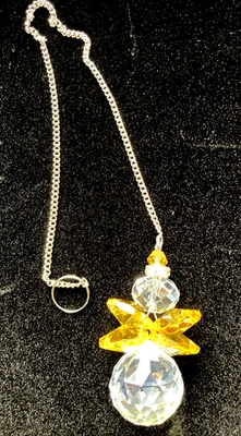 Hanging Crystal Angel Suncatcher Pendant with Clear Ball Prism - Gold - New - Image 1 of 3
