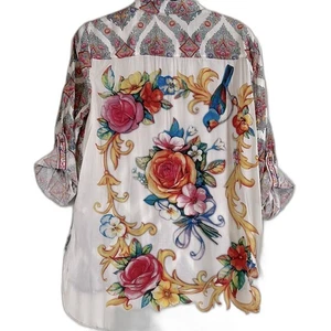 Aratta Floral Printed Button-Front high low top sz L - Picture 1 of 10