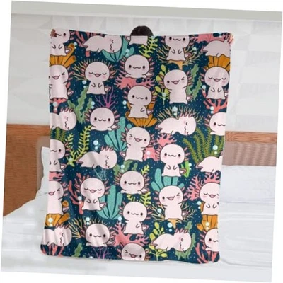  Cobertores Axolotl Lance, Lindos Presentes Médio 60"x50" Axolotl Aquário de Ervas Daninhas Marinhas - Imagem 1 de 4