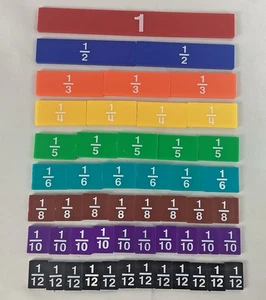 Math Manipulatives Colorful Rainbow Fraction Tiles 51 Plastic Pieces Homeschool - Picture 1 of 2