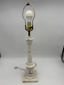 Vintage Alabaster Lamp Italian Pedestal Carved Marble Stone 24.5” *Read - Picture 1 of 11