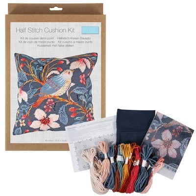 CRAFTY CAPERS Magnolia Bird Cushion Cover | William Morris Style | Half Stitch Tapestry Kit