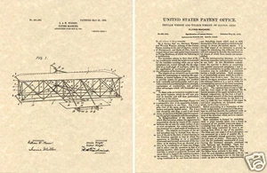 WRIGHT FLYER PATENTE Avión Impresión Artística ¡¡¡LISTO PARA ENMARCAR!!! Orville Wilbur Brothers - Imagen 1 de 1