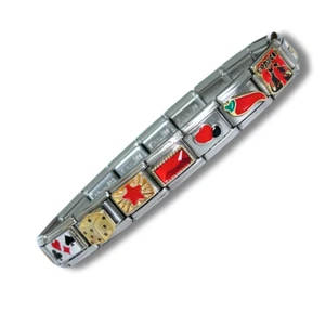 Italian Charm Bracelet READY TO WEAR Bracelet with 10 Decorated Charms + 8 Plain - Picture 1 of 3