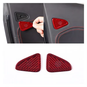 Red Carbon Car Door Small Speaker Cover Mesh Trim For Corvette C8 Z06 Z51 2020+ - Picture 1 of 10