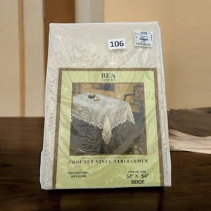 "Mantel de vinilo de encaje crochet beige 54x54"" cuadrado NOS Bea At Home" - Imagen 1 de 11