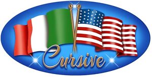 Italian American Unity Flags Decal Bumper Sticker Personalize 2 Sizes Oval