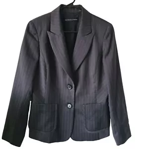 Dana Buchman Damengröße 8 dunkelgrau Nadelstreifen 100 % Wolle 2-Knopf Blazer - Bild 1 von 12