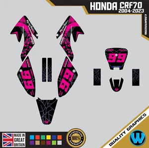 Honda CRF 70 2004 -2023 Motocross MX Graphics | Decals Kit Lightning - Pink - Picture 1 of 5