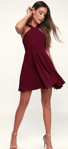 Lulus Women’s Burgundy Mini Sleeveless Dress Size Medium New - Picture 1 of 21