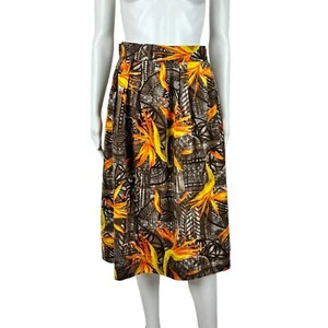 Vintage 50s Hawaiian Skirt Women's XS Bird Of Paradise Cotton Tiki Tropical - Picture 1 of 10