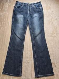Pantalones de mezclilla Earl Jean para mujer talla 8 con detalles bordados con estrás de bolsillo brillante - Imagen 1 de 10