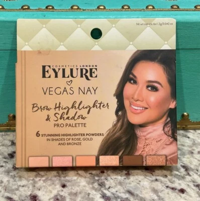 EYLURE Vegas Nay brow highlighter & shadow pro palette 6 Shades Rose,Gold,Bronze - Image 1 of 3