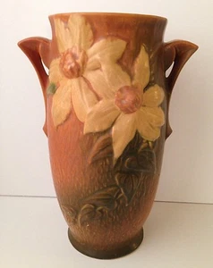 Jarrón antiguo Roseville Clemátis de 12 1/2" de alto - Imagen 1 de 7