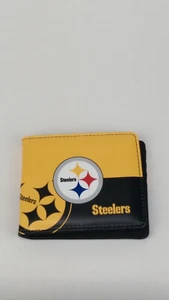 NFL Licensed Bi-fold Wallet Full Color Vegan Leather Pittsburgh Steelers - Picture 1 of 8
