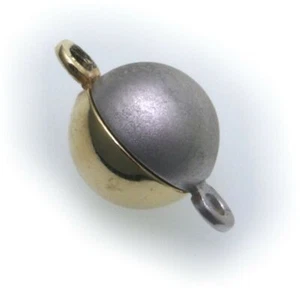 Pearl Clasp Pendant Gold 585 Yellow Gold 8 mm Magnetic Closure Lock - Picture 1 of 2