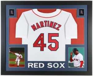 Pedro Martinez Signed Boston Red Sox 35 x 43 Framed Jersey (Beckett) 3xCy Young - Picture 1 of 6