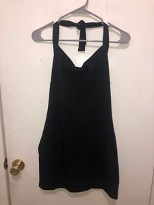 Neu mit Etikett Zara Basic Collection schwarzes Neckholder-Minikleid zum Binden Damen US Medium - Bild 1 von 2